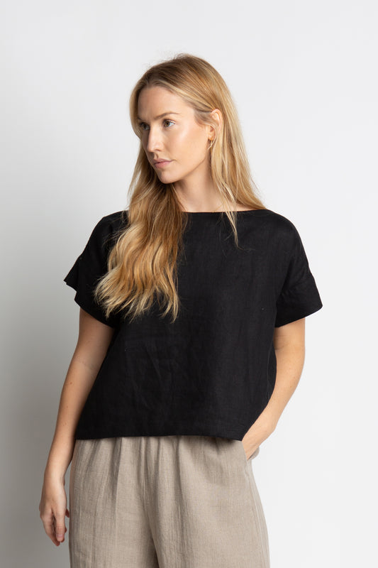 SALE Becca Boat Neck Tee in Black