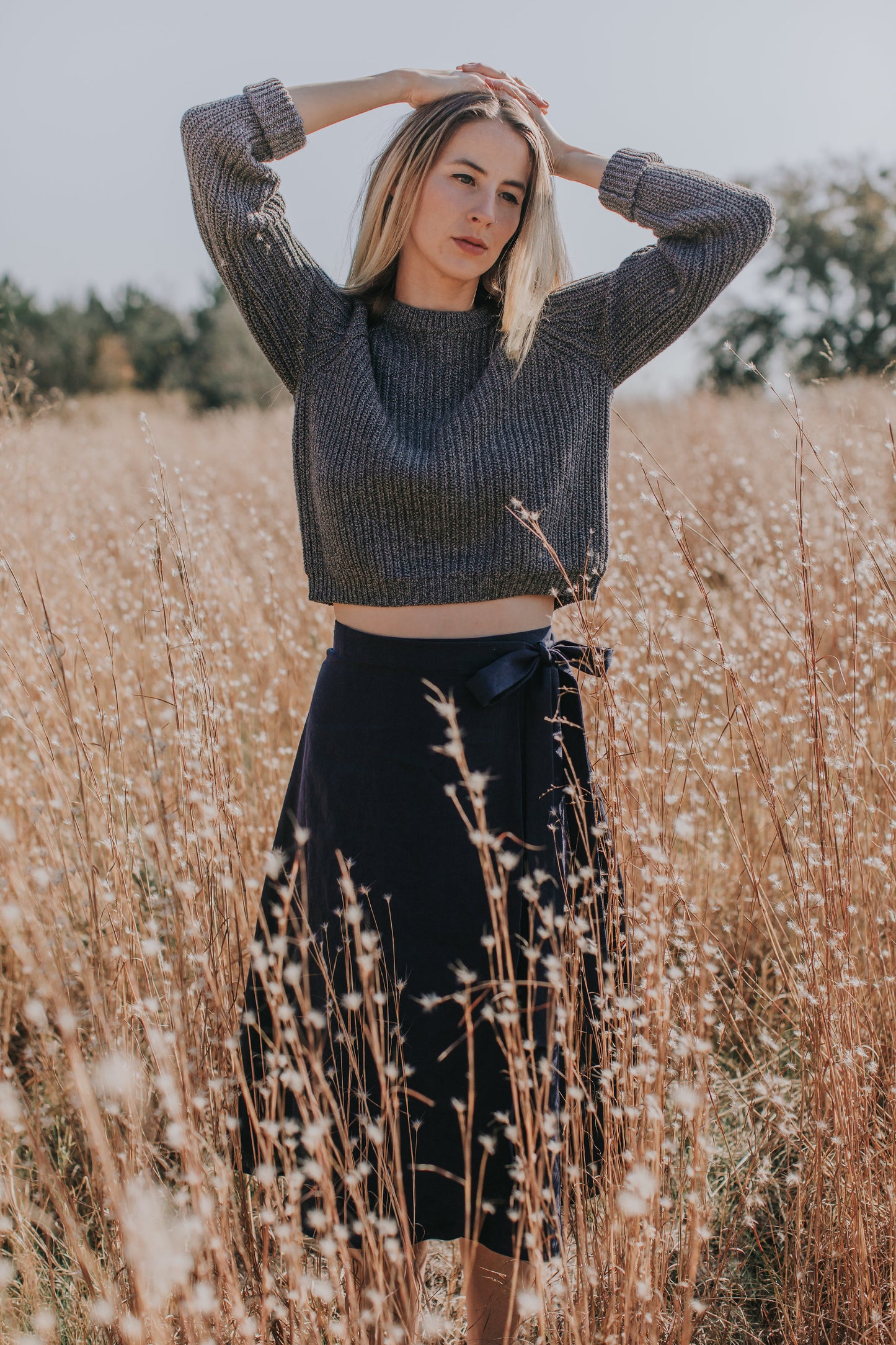 Custom Wrap Skirt in Navy