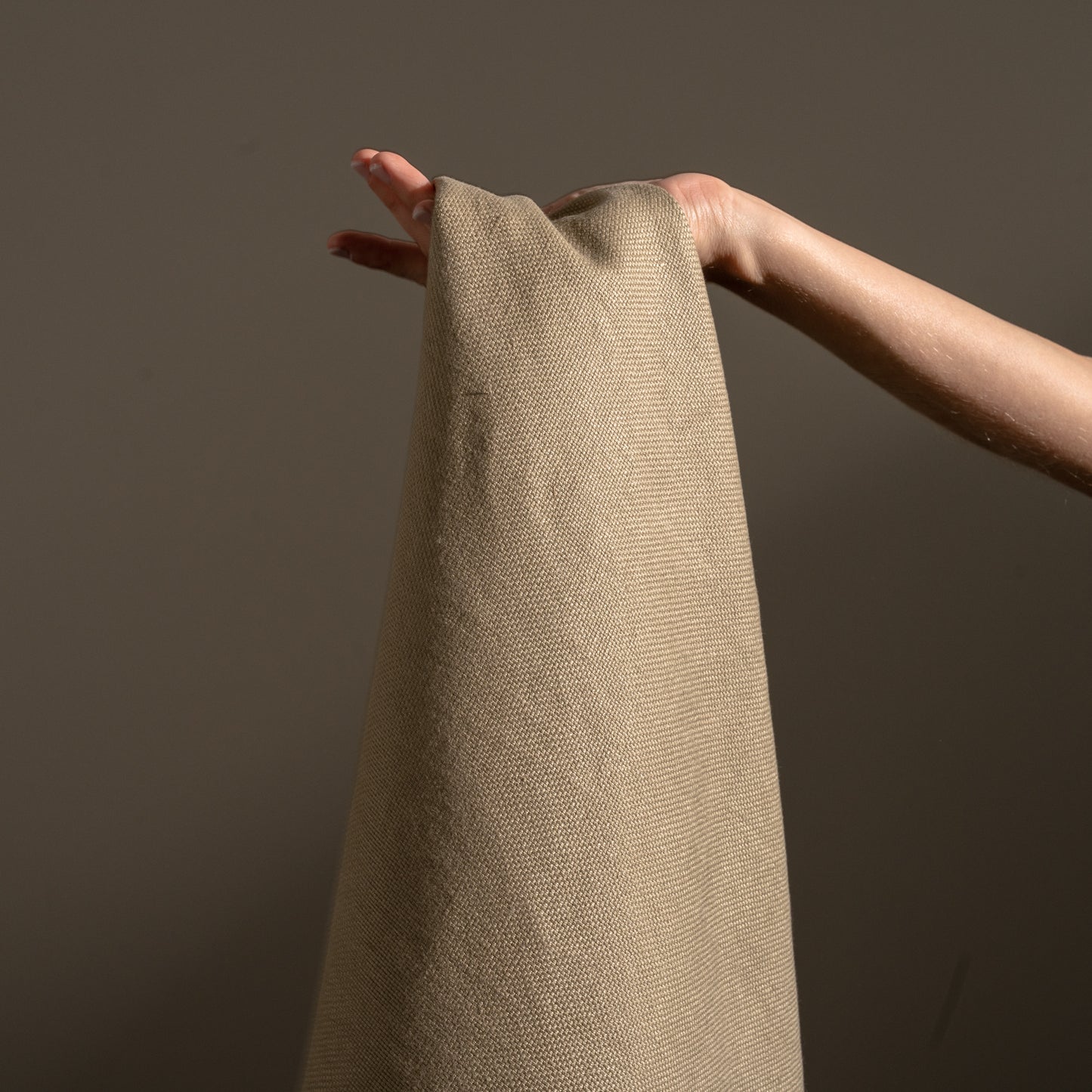 14.5 oz/sq yard 100% Upholstery Weight Linen in Warm Taupe