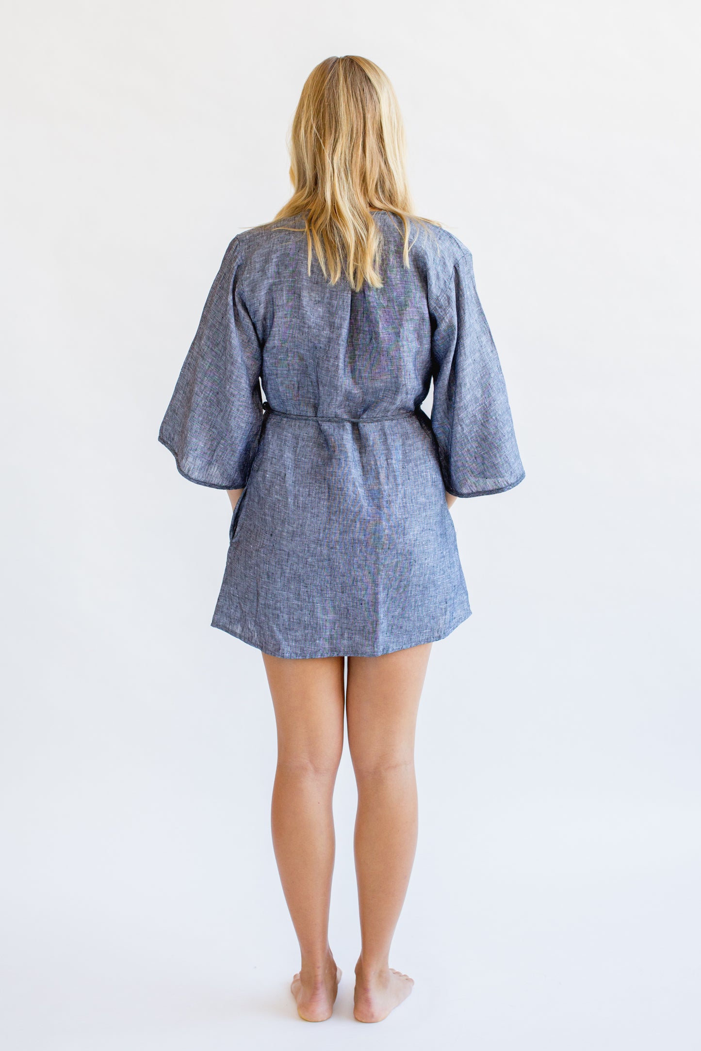 Washed Linen Robe in Charcoal